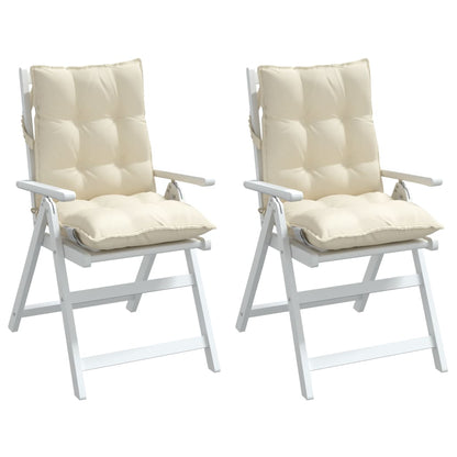 Cuscini per Sedia Schienale Basso 2 pz Crema in Tessuto Oxford
