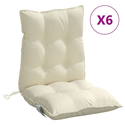 Cuscini per Sedia Schienale Basso 6 pz Crema in Tessuto Oxford