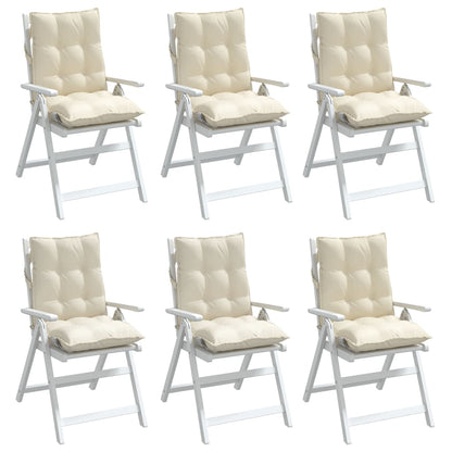 Cuscini per Sedia Schienale Basso 6 pz Crema in Tessuto Oxford