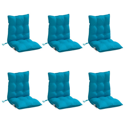 Cuscini Sedia Schienale Basso 6 pz Azzurro in Tessuto Oxford