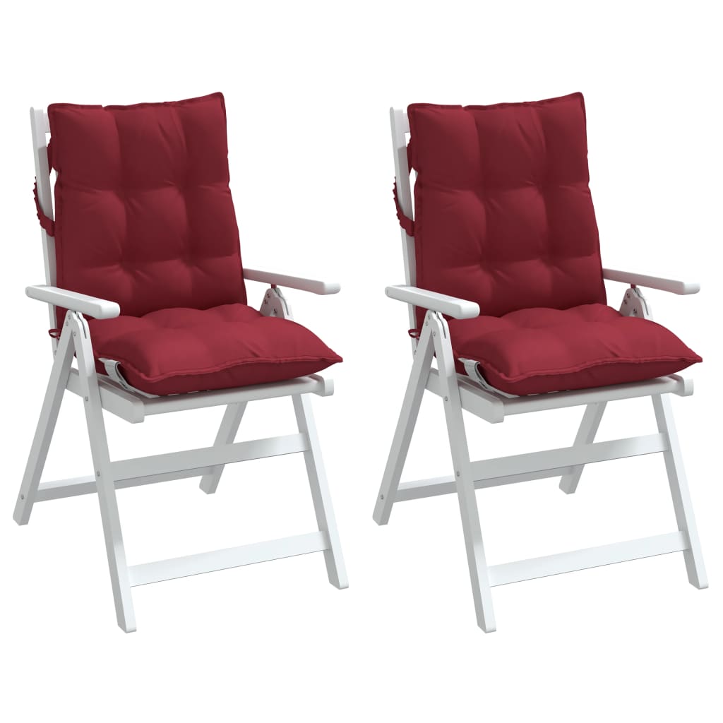 Cuscini per Sedia Schienale Basso 2pz Rosso Vino Tessuto Oxford