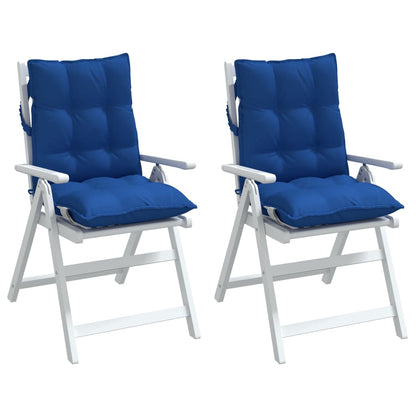 Cuscini Sedia con Schienale Basso 2 pz Blu Reale Tessuto Oxford