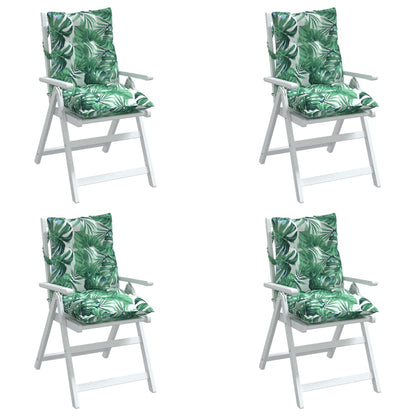 Cuscini Sedia Schienale Basso 4 pz Motivo Foglie Tessuto Oxford