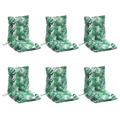 Cuscini Sedia Schienale Basso 6 pz Motivo Foglie Tessuto Oxford