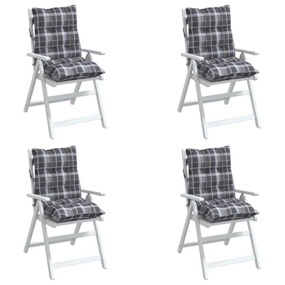 Cuscini Sedia Schienale Basso 4 pz Quadri Grigio Tessuto Oxford