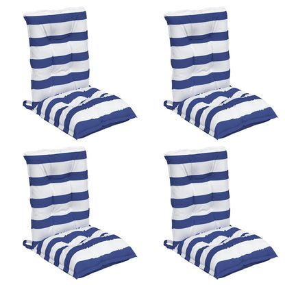Cuscini Sedia Schienale Basso 4 pz a Righe Blu e Bianche Oxford