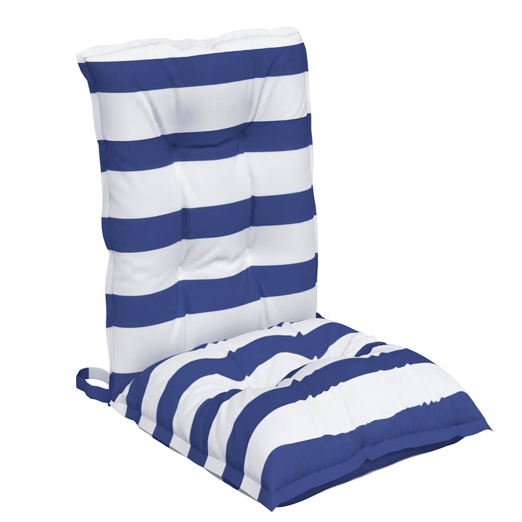 Cuscini Sedia Schienale Basso 4 pz a Righe Blu e Bianche Oxford