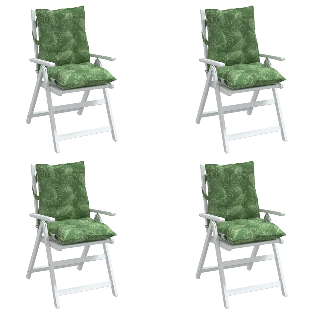 Cuscini Sedia Schienale Basso 4 pz Motivo Foglie Tessuto Oxford