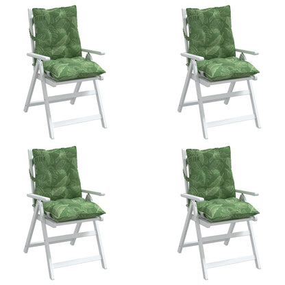 Cuscini Sedia Schienale Basso 4 pz Motivo Foglie Tessuto Oxford