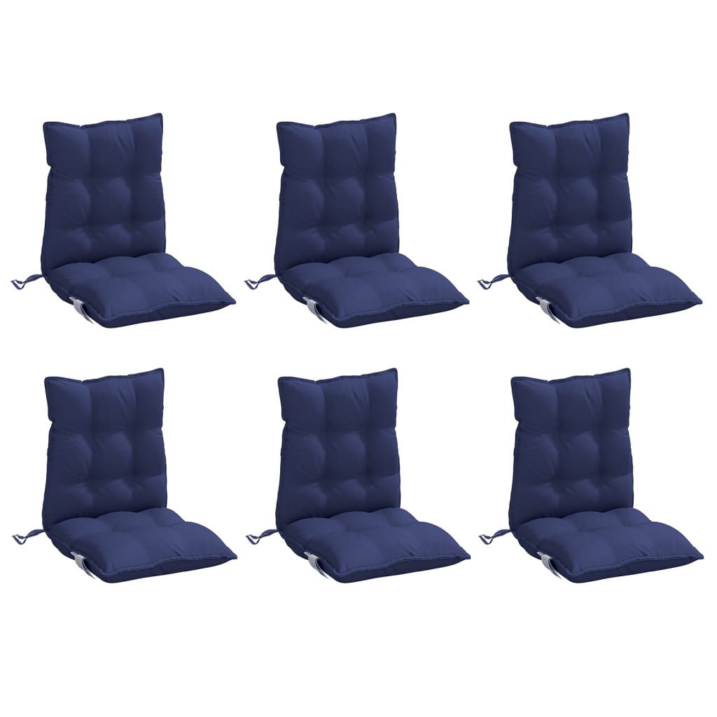 Cuscini Sedia Schienale Basso 6 pz Blu Marino in Tessuto Oxford