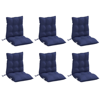 Cuscini Sedia Schienale Basso 6 pz Blu Marino in Tessuto Oxford