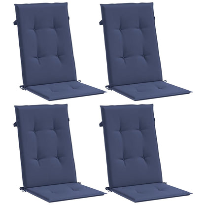 Cuscini Sedia con Schienale Alto 4 pz Blu Marino Tessuto