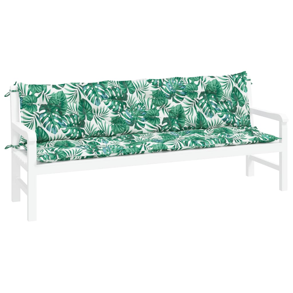 Cuscini Panca Giardino 2 pz a Foglie 200x50x7 cm Tessuto Oxford