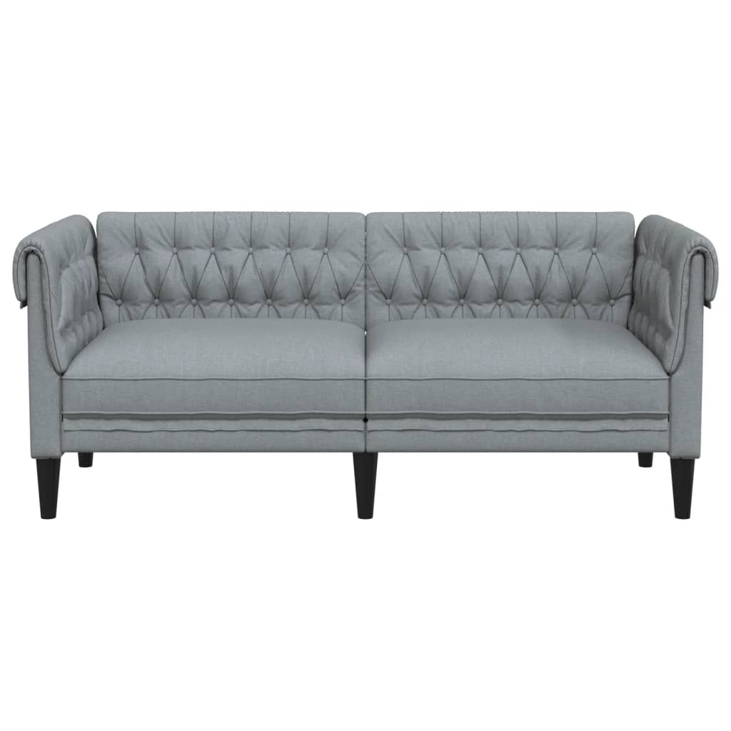 Divano Chesterfield a 2 Posti Grigio Chiaro in Tessuto