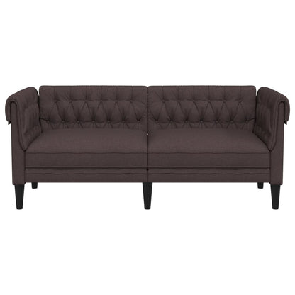 Divano Chesterfield a 2 Posti Marrone Scuro in Tessuto