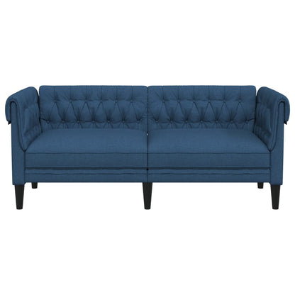 Divano Chesterfield a 2 Posti Blu in Tessuto