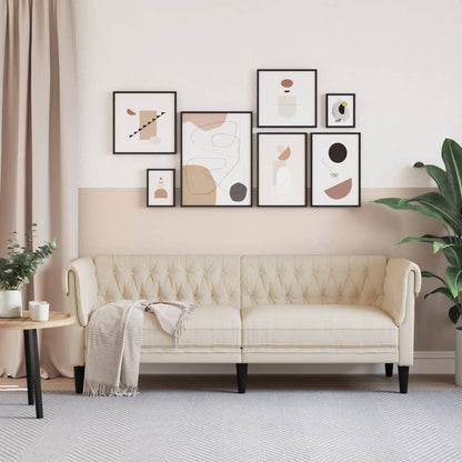 Divano Chesterfield a 3 Posti in Lino