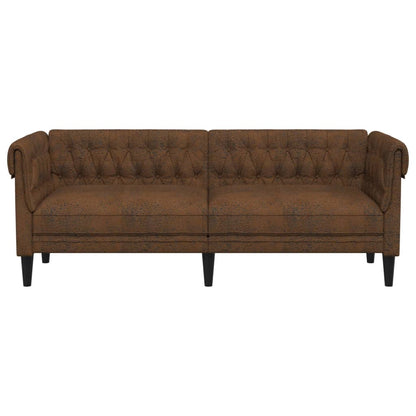 Divano Chesterfield a 3 Posti Marrone in Tessuto