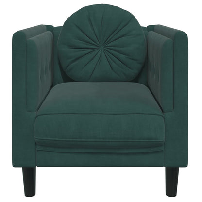 Poltrona con Cuscino Verde Scuro in Velluto