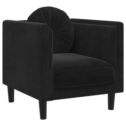Poltrona con Cuscino Nero in Velluto