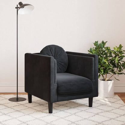 Poltrona con Cuscino Nero in Velluto
