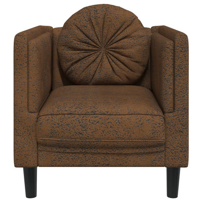 Poltrona con Cuscino Marrone in Similpelle Scamosciata