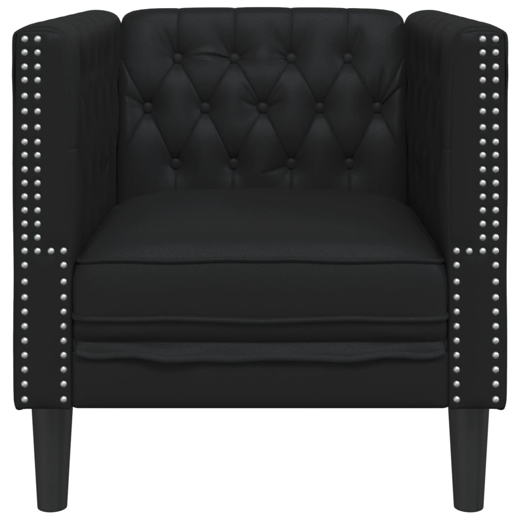 Poltrona Chesterfield Nera in Similpelle