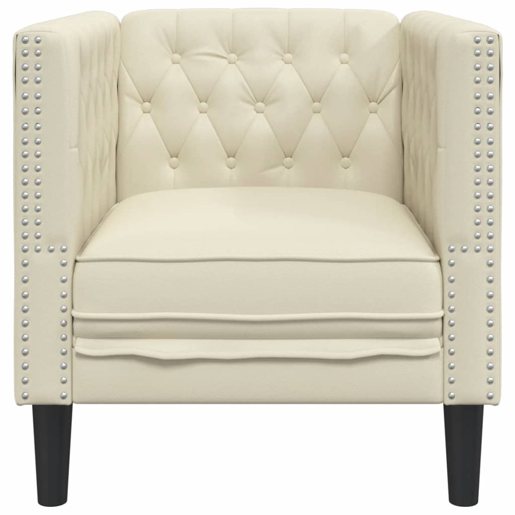 Poltrona Chesterfield Crema in Ecopelle