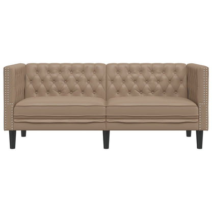 Poltrona Chesterfield a 2 Posti Cappuccino in Similpelle
