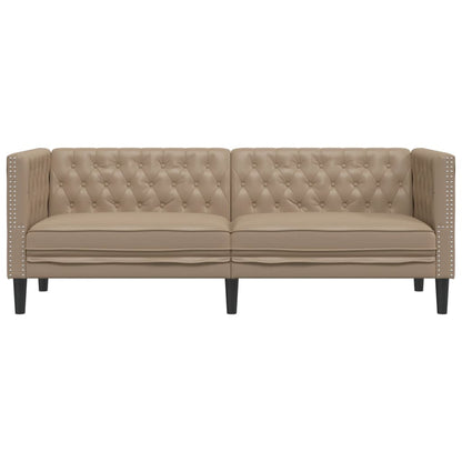 Poltrona Chesterfield a 3 Posti Cappuccino in Similpelle