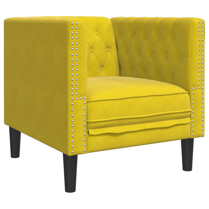 Poltrona Chesterfield Gialla in Velluto