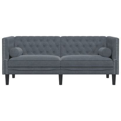 Divano Chesterfield con Rinforzi 2 Posti Grigio Scuro Velluto