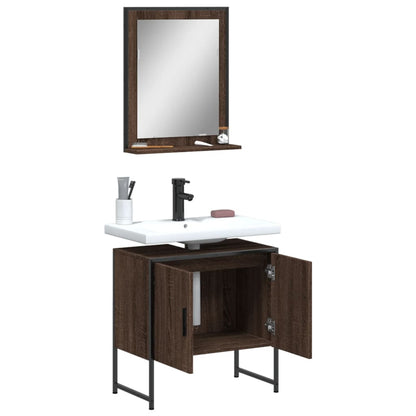 Set Mobili da Bagno 2 pz Rovere Marrone in Legno Multistrato