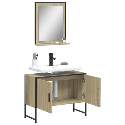 Set Mobili da Bagno 2 pz Rovere Sonoma in Legno Multistrato