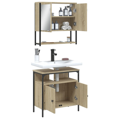 Set Mobili da Bagno 2 pz Rovere Sonoma in Legno Multistrato