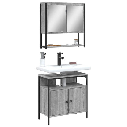 Set Mobili da Bagno 2 pz Grigio Sonoma in Legno Multistrato