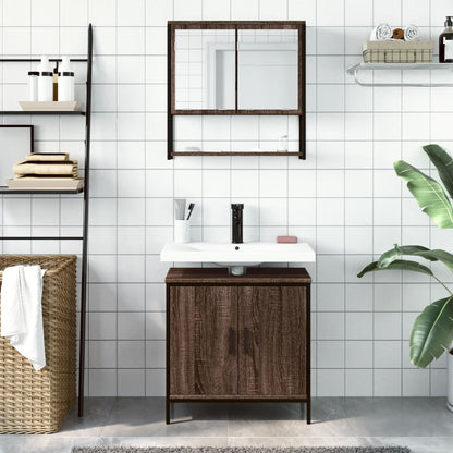 Set Mobili da Bagno 2 pz Rovere Marrone in Legno Multistrato