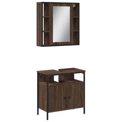 Set Mobili da Bagno 2 pz Rovere Marrone in Legno Multistrato