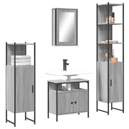 Set Mobili da Bagno 4 pz Grigio Sonoma in Legno Multistrato