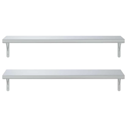 Mensole a Muro 2 pz 100x30 cm Argento in Acciaio Inossidabile
