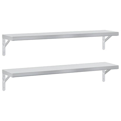 Mensole a Muro 2 pz 100x23,5 cm Argento in Acciaio Inossidabile