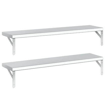 Mensole a Muro 2 pz 100x23,5 cm Argento in Acciaio Inossidabile