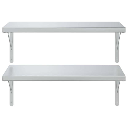 Mensole a Muro 2 pz 75x40 cm Argento in Acciaio Inossidabile