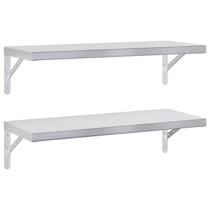 Mensole a Muro 2 pz 75x30 cm Argento in Acciaio Inossidabile