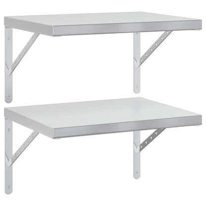 Mensole a Muro 2 pz 50x40 cm Argento in Acciaio Inossidabile