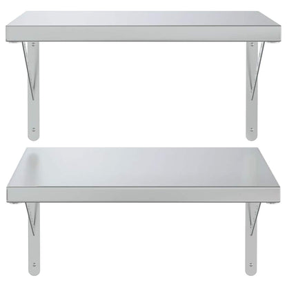 Mensole a Muro 2 pz 50x40 cm Argento in Acciaio Inossidabile