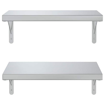 Mensole a Muro 2 pz 50x30 cm Argento in Acciaio Inossidabile