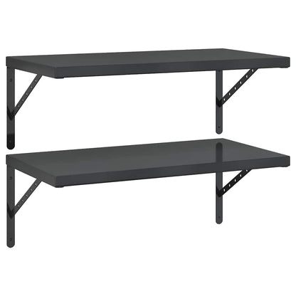 Mensole a Muro 2 pz 75x40 cm Nero in Acciaio Inossidabile