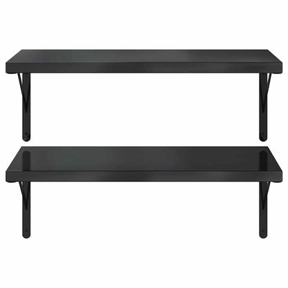 Mensole a Muro 2 pz 75x40 cm Nero in Acciaio Inossidabile