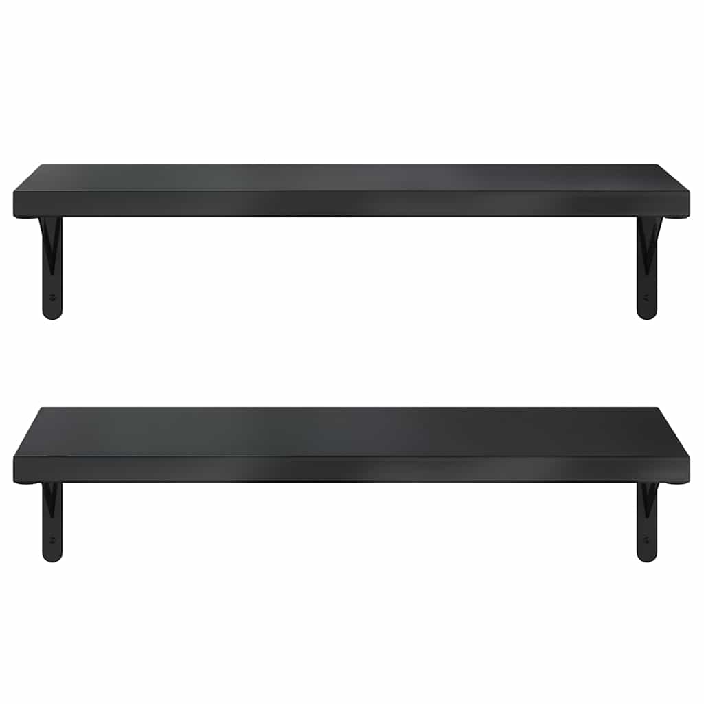 Mensole a Muro 2 pz 75x30 cm Nero in Acciaio Inossidabile